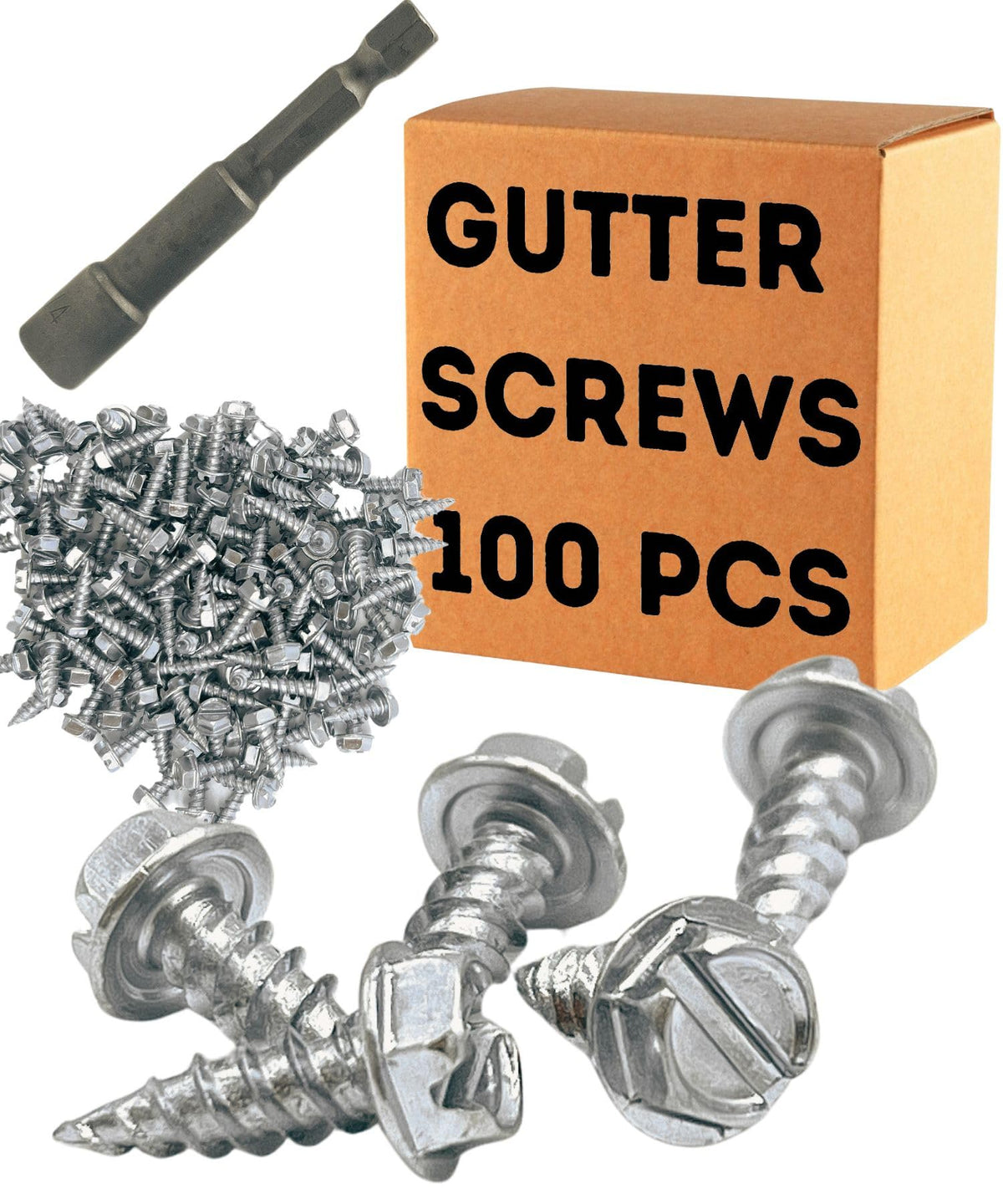 Gutter Screws Stainless Steel - 1/2" #8 Zip Screws - for Gutter Guard Downspout Rain Gutter - Self-Piercing Easy Start Metal Screws - Free 1/4" Magnetic Hex Driver Nut Setter