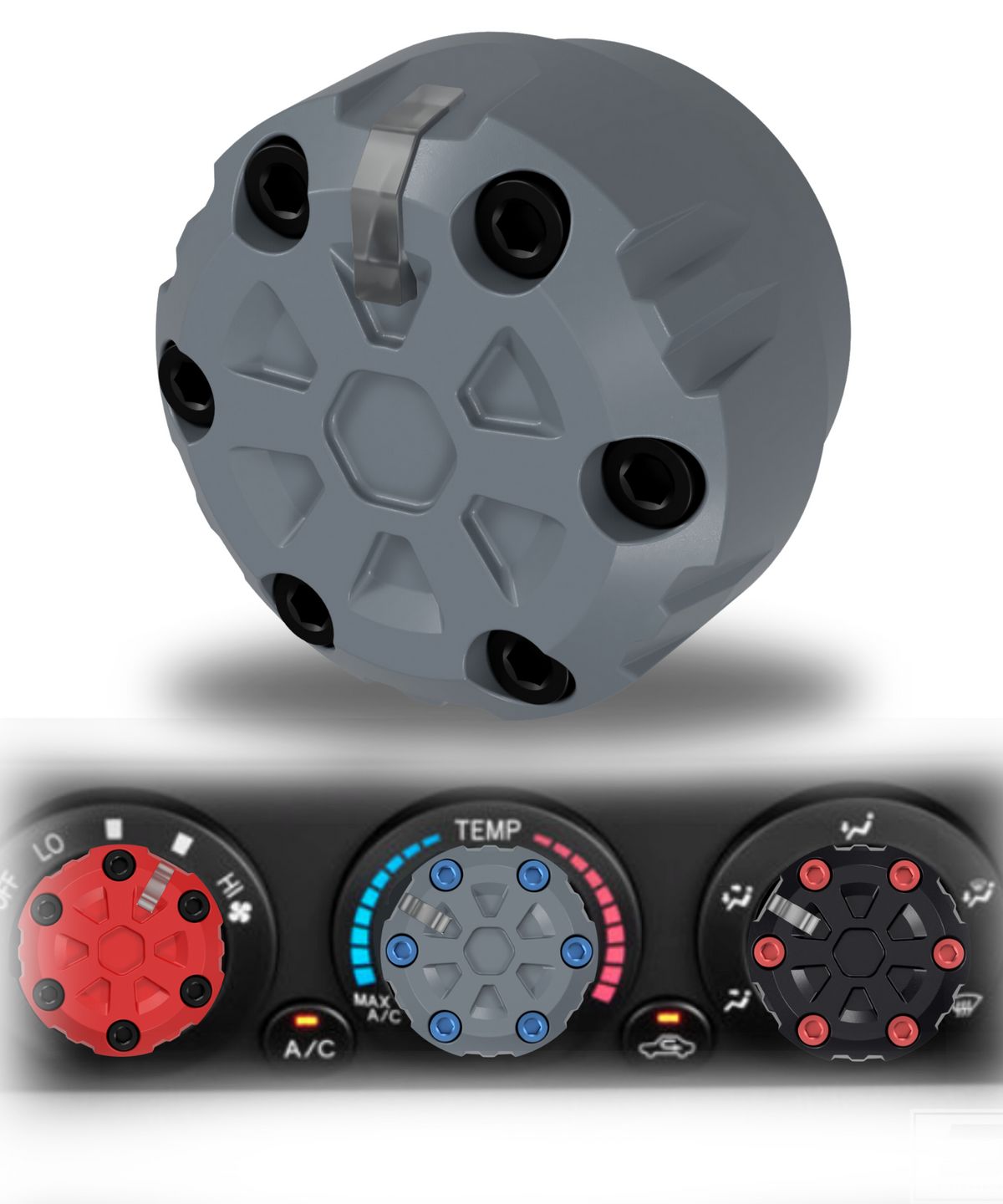 Tacoma Custom Climate Control Knob Set AC Knob - Black Oxide Screws, Polymer Knobs, Fits 2005-2015 Models and More